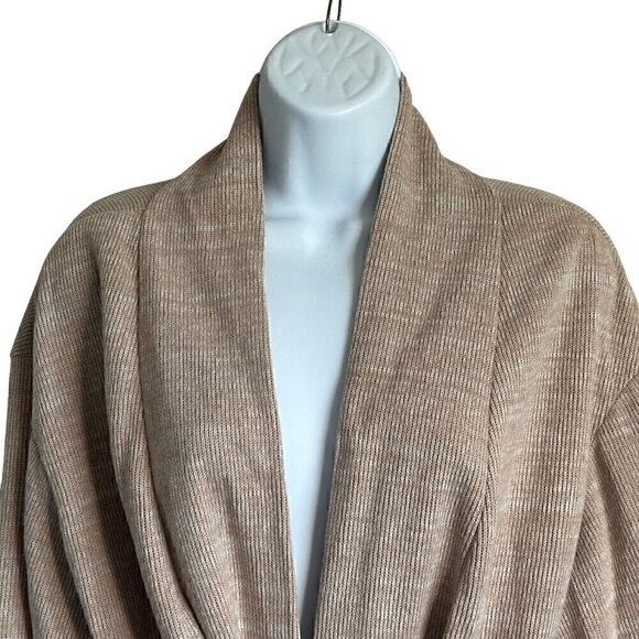 NWOT - 7 For All Mankind Tie Waist Open Cardigan in Tan & Toasted Oatmeal - Sz:S - Picture 2 of 10